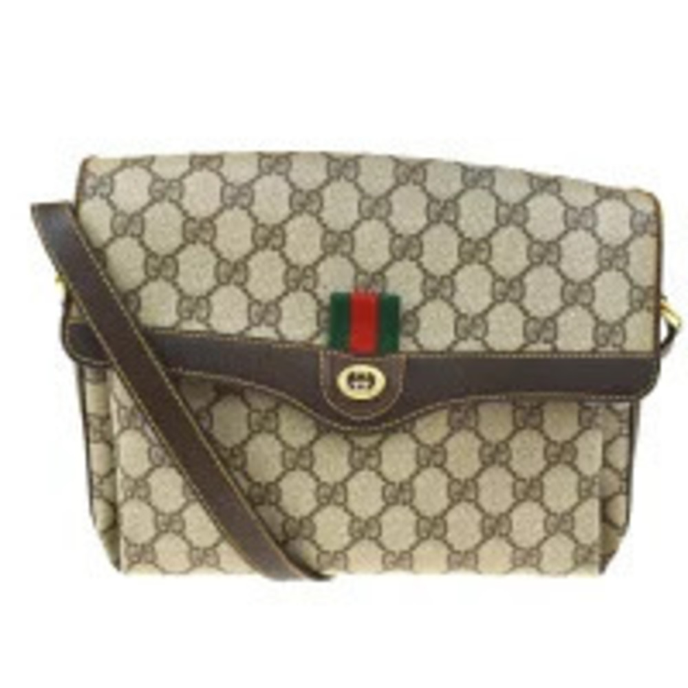 Gucci Sherry Shoulder Bag Interlocking GG Brown Green Red Leather
